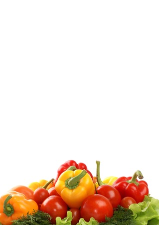 Fresh tasty vegetables isolated on whiteの写真素材