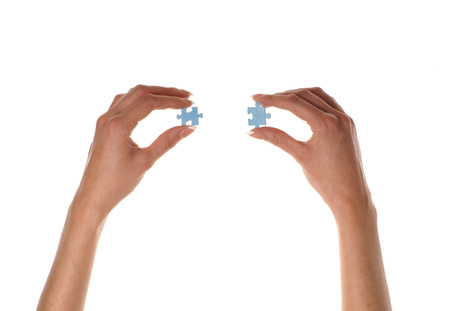 Puzzle connection isolated on whiteの写真素材