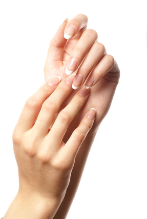 Hands isolated on whiteの写真素材