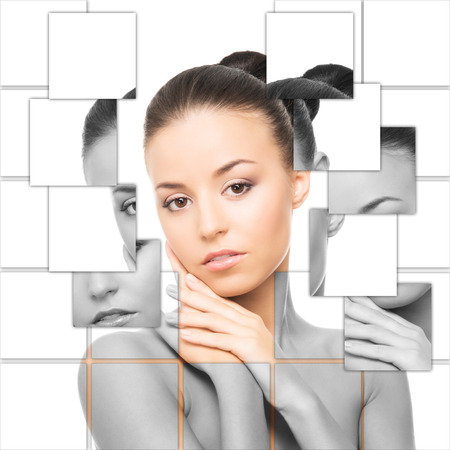 Portrait of young, healthy and beautiful woman (plastic surgery, medicine, spa, cosmetics and visage concept)の写真素材