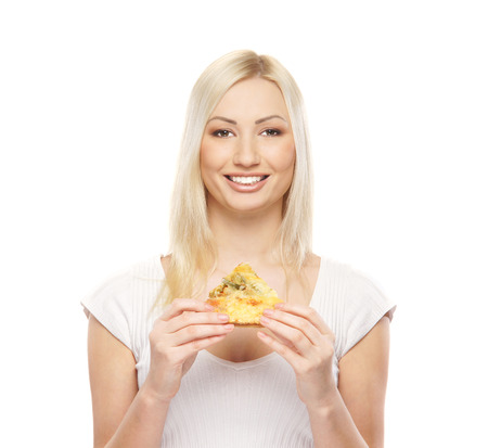 Young attractive woman with appleの写真素材