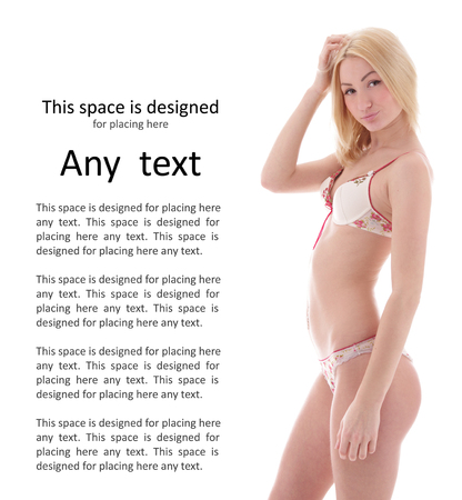 Young sexy blond in sexy lingerieの写真素材