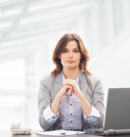 Young and attractive business woman working  in officeの写真素材