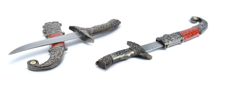 Silver dagger isolated on white backgroundの写真素材