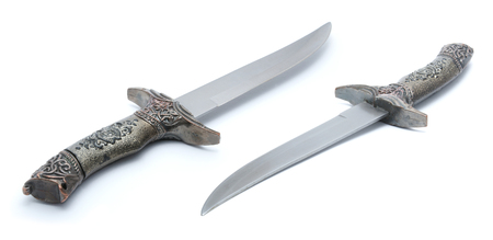 Silver dagger isolated on white backgroundの写真素材