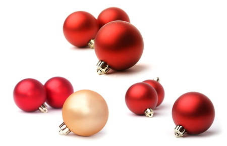 Christmas balls isolated on white backgroundの写真素材