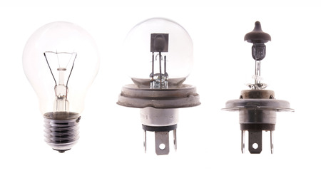 Transparent bulb lamps isolated on white backgroundの写真素材