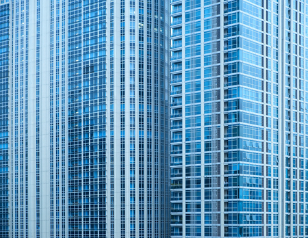 View of blue, rich skyscraper condo in Thailand.の写真素材