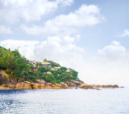 Tropical forest, sea coast and mountains. Siamese bay, Samui, Thailand.の写真素材
