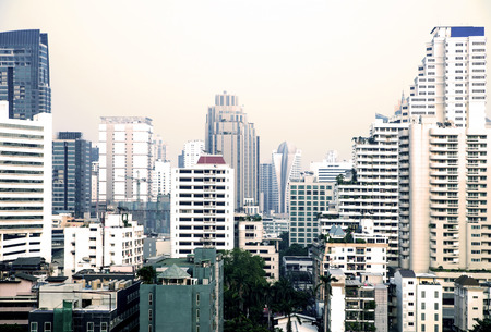 Bangkok cityscape with different skyscrapers and apartment houses.の写真素材