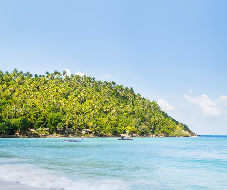 Tropical forest, sea coast and mountains. Siamese bay, Phangan, Thailand.の写真素材