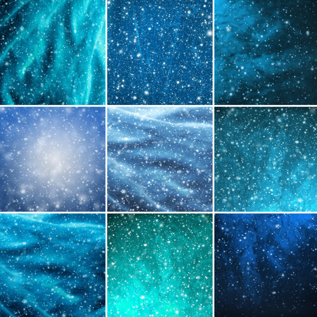 Winter backgrounds. Collection of snow flakes and stars. Christmas concept.の写真素材