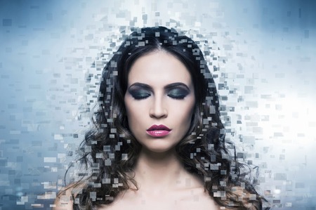 Young, healthy and beautiful girl (plastic surgery, beauty medicine, cosmetics and visage mosaic concept)の写真素材
