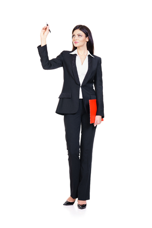 Young, confident, successful and beautiful business woman isolated on white. Occupation, career, job concept.の写真素材