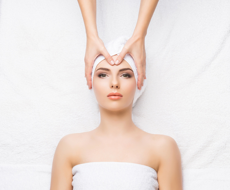 Healthy Beautiful Woman Spa. Recreation Energy Health Massage Healing Concept.の写真素材