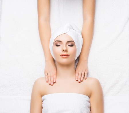 Healthy Beautiful Woman Spa. Recreation Energy Health Massage Healing Concept.の写真素材