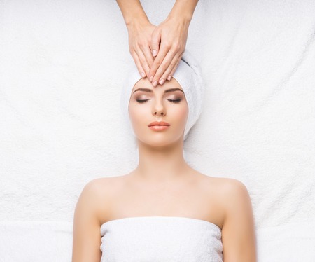 Healthy Beautiful Woman Spa. Recreation Energy Health Massage Healing Concept.の写真素材