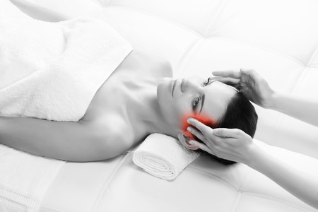 Healthy Beautiful Woman Spa. Recreation Energy Health Massage Healing Concept.の写真素材