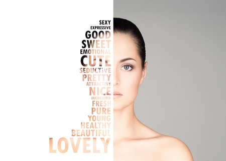 Portrait of fresh, young and beautiful girl in make-up and cosmetics concept.の写真素材