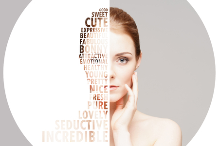 Portrait of fresh, young and beautiful girl in make-up and cosmetics concept.の写真素材