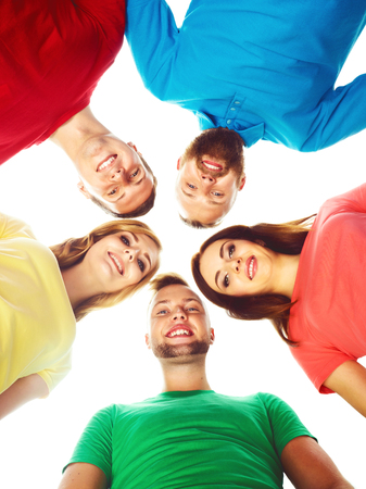 Group of happy students staying together.の写真素材