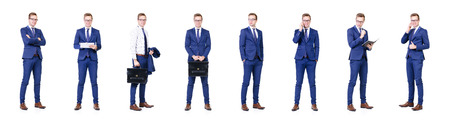 Set of a young and handsome businessman isolated on white.の写真素材