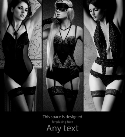 Gorgeous and beautiful women in sexy underwear. Young girls in lingerie. Fashion and vogue concept.の写真素材
