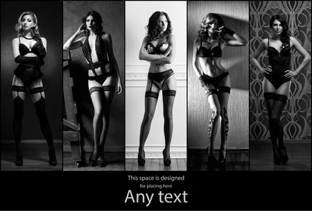 Gorgeous and beautiful women in sexy underwear. Young girls in lingerie. Fashion and vogue concept.の写真素材