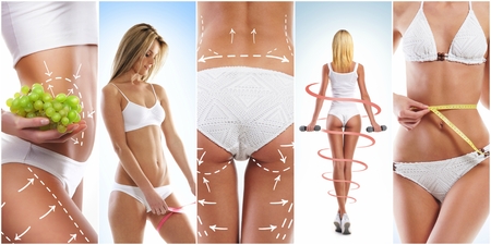 Health, sport, fitness, nutrition, weight loss, diet, cellulite removal, liposuction, healthy life-style concept.の写真素材