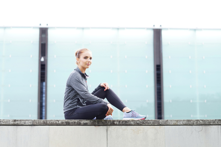 Sporty woman training outdoor. Sport and health concept.の写真素材
