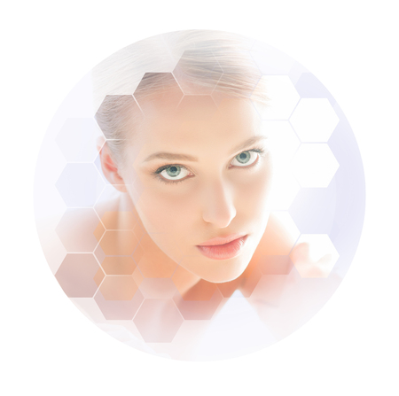 Beautiful and healthy blond woman getting massage treatment in spa salon.の写真素材