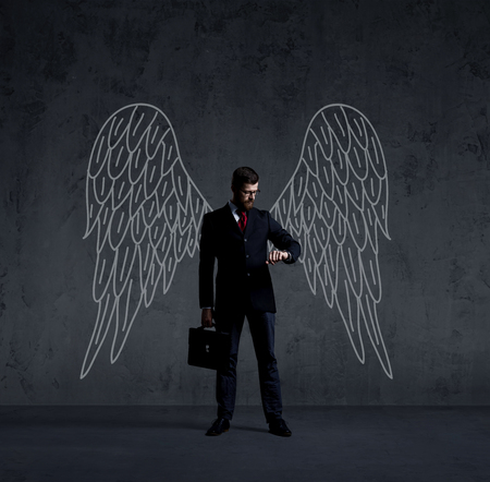 Businessman in business, office, career and technology concept.の写真素材
