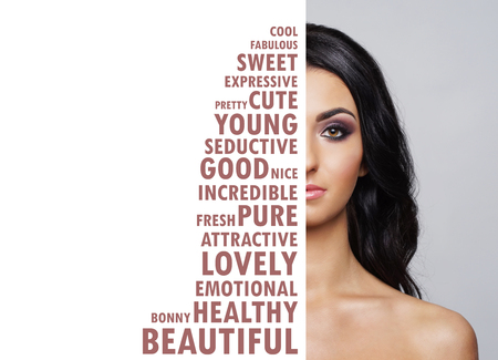 Portrait of fresh, young and beautiful girl in make-up and cosmetics concept.の写真素材