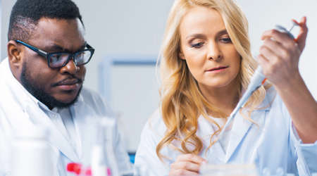 Monkeypox Research Laboratory. Professional Workers of a Modern Futuristic Lab. Monkey Pox Experiments in Clinic Hospital. Science and Modern Technology Concept.の写真素材