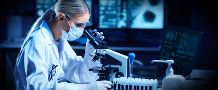 Professional Doctors Doing Monkeypox Research in a Modern Futuristic Laboratory. Lab Experiments in...