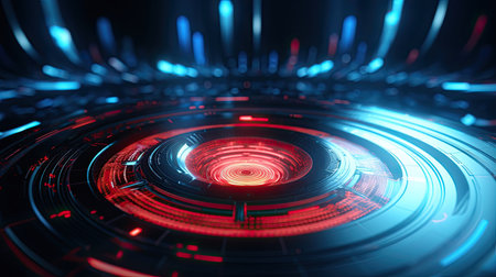 Abstract AI-generated background with digital shapes, futuristic elements and patterns. Future technologies and artificial intelligence concept.の素材