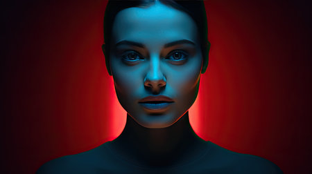 Studio portrait of a young beautiful, healthy woman. Lady skin and face care procedures. Health, rejuvenation, plastic surgery and wellness.の素材