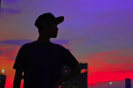 silhouette of a manの写真素材