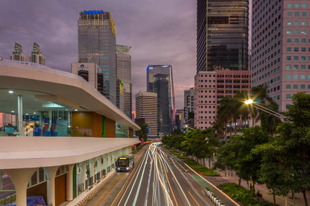 Tramway in downtown of Bangkok, Thailandの写真素材