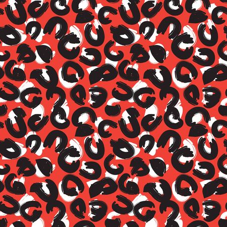 Colourful Classic Modern Animal/Leopard Brush Strokes Seamless Print Background in Vector - Suitable for both online/physical medium such as website resources, graphics, print designs, fashion textiles and etc.のイラスト素材