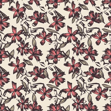 It is a botanical brushstroke floral pattern suitable for fashion prints, swimwear, backgrounds, websites, wallpaper, craftsのイラスト素材