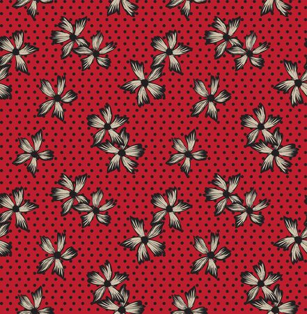 It is a botanical brushstroke floral pattern with dotted background suitable for fashion prints, swimwear, backgrounds, websites, wallpaper, craftsのイラスト素材