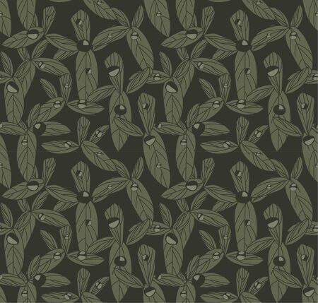 Leafy botanical seamless pattern background suitable for fashion prints, graphics, backgrounds and craftsのイラスト素材