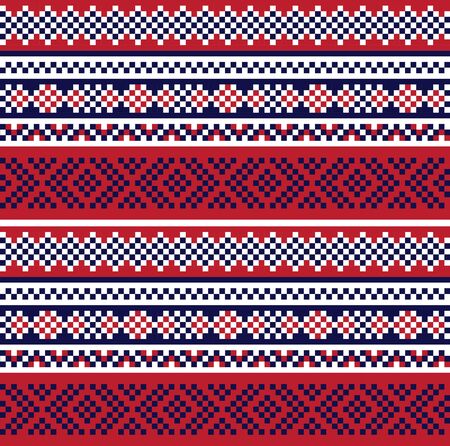 Red Navy Christmas fair isle pattern background for fashion textiles, knitwear and graphicsのイラスト素材