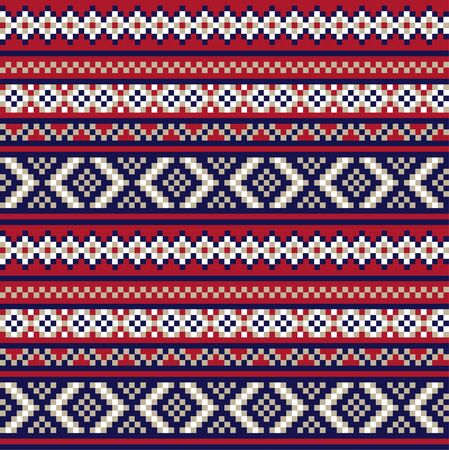 Red Navy Christmas fair isle pattern background for fashion textiles, knitwear and graphicsのイラスト素材