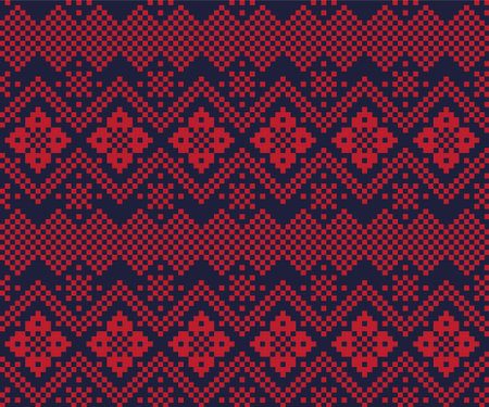 Red Navy Christmas fair isle pattern background for fashion textiles, knitwear and graphics