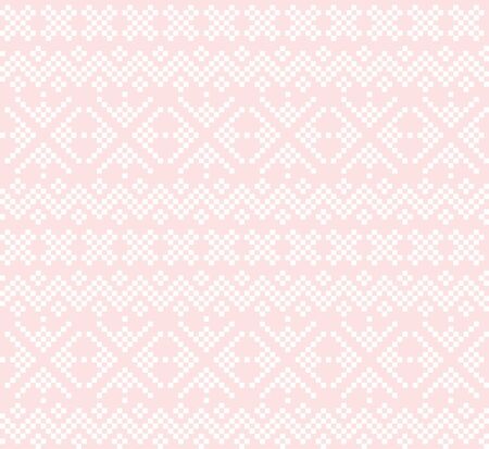 Pink Christmas fair isle pattern background for fashion textiles, knitwear and graphicsのイラスト素材