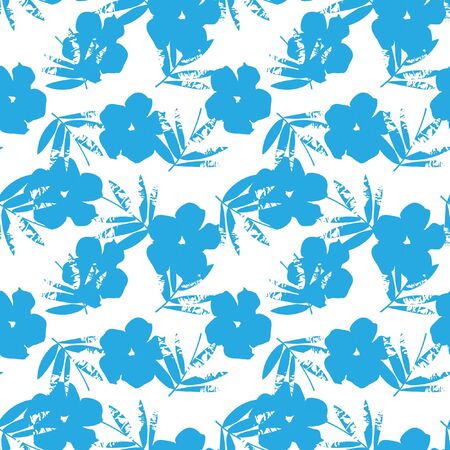 Blue Tropical Leaf botanical seamless pattern background suitable for fashion prints, graphics, backgrounds and craftsのイラスト素材