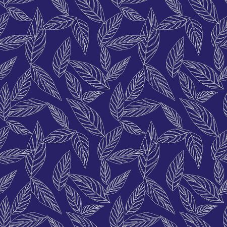 Blue Tropical Leaf botanical seamless pattern background suitable for fashion prints, graphics, backgrounds and craftsのイラスト素材