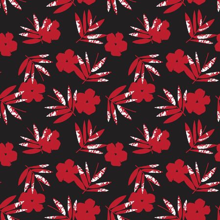 Red Tropical Leaf botanical seamless pattern background suitable for fashion prints, graphics, backgrounds and craftsのイラスト素材